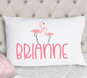 Girls Personalized Flamingo Pillowcase - print