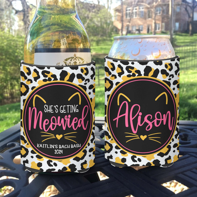Personalized I'm Getting Meowied Cat Bachelorette Party Can Koozies® or Neoprene Coolies