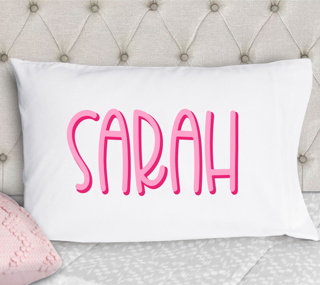 Girls Layered Name Personalized Pillowcase - Pinks