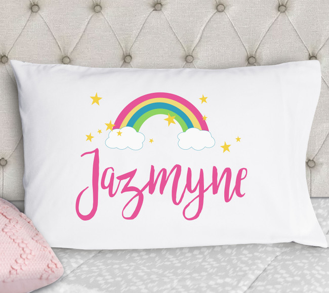 girls rainbow pillow case standard size personalized pillowcase