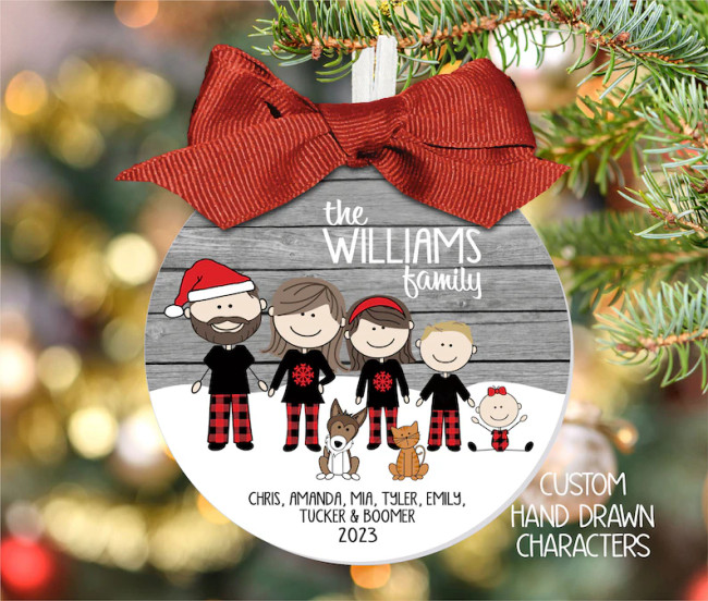 Family Christmas Ornament - Plaid PJs