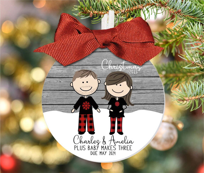 We're Expecting Custom Family Christmas Ornament 1