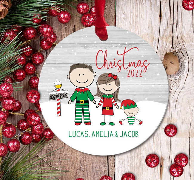 Elf Siblings Brother and Sister Christmas Ornament