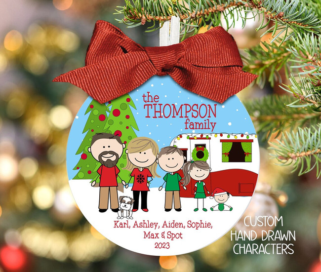 Camping Family Christmas Ornament