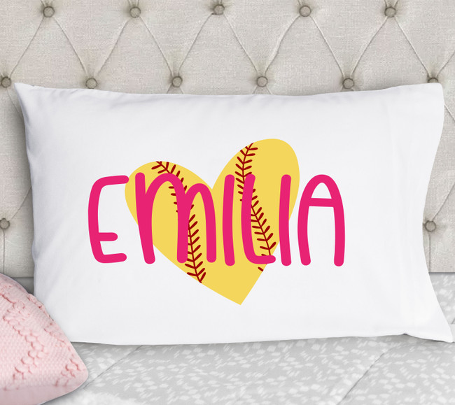 Personalized softball pillowcase - print