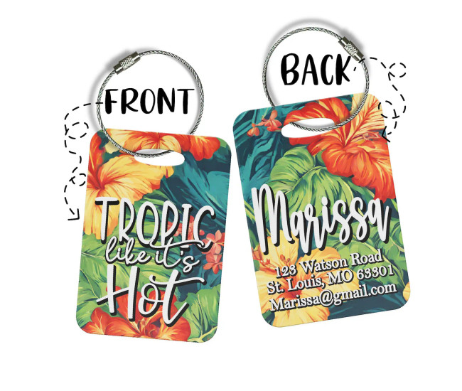Tropical Beach Luggage Bag Tag Name