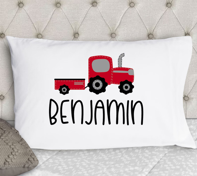 Boys Personalized Tractor Pillowcase