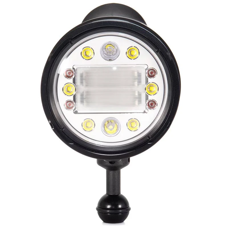 Front view of Backscatter HF-1 showing flash tube and integrated video LEDs