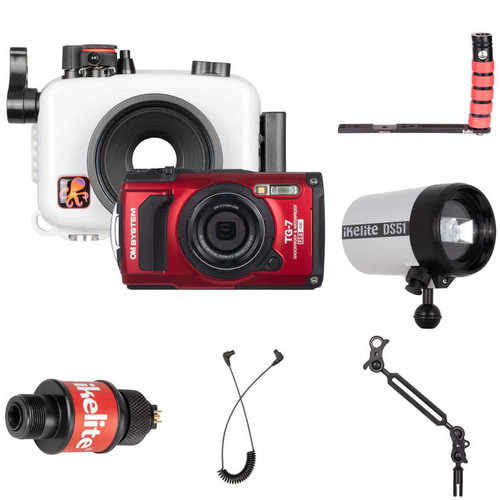  Ikelite Underwater Housing, OM System Tough TG-7 Camera and Strobe Deluxe Kit 