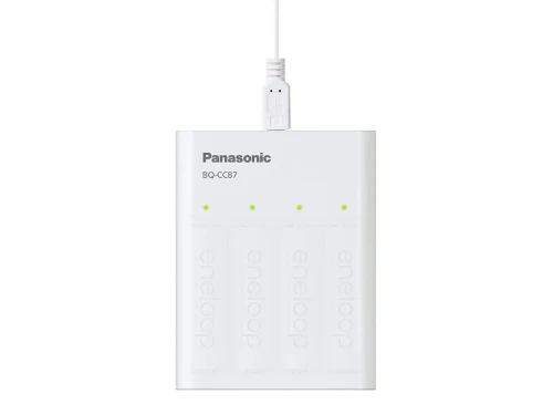 Panasonic Eneloop AA Charger with 4 x AA Batteries with USB-powered BQ-CC87 charger 