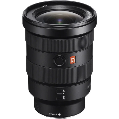 Sony FE 16-35mm f/2.8 GM wide-angle zoom lens showing professional G Master lens design