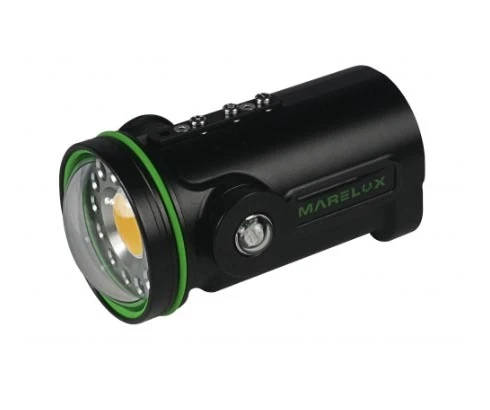 Marelux Artemis 4500 RMT 2.0 compact underwater video light mounted to camera housing