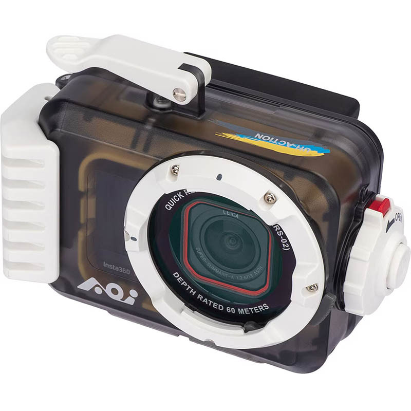 AOI UH-ACT underwater housing front QRS-02 mount with action camera installed