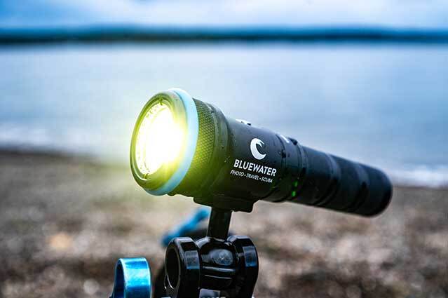 Bluewater Photo 3000 Lumen Video Light showing wide flood underwater