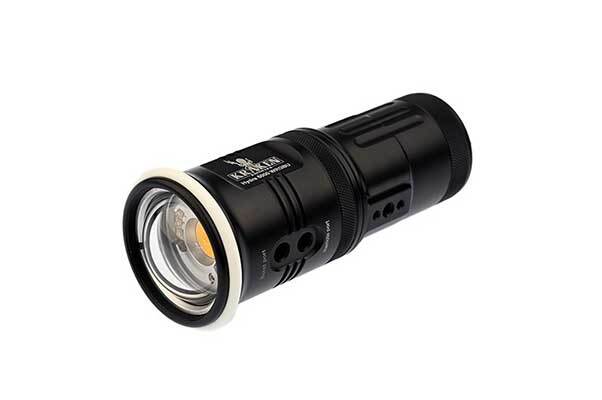 Kraken Hydra 5000 underwater video light showing multiple color lighting modes