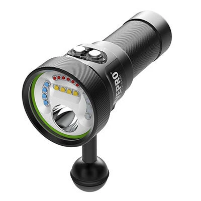 Divepro M35 V3 underwater video light showing wide beam illumination