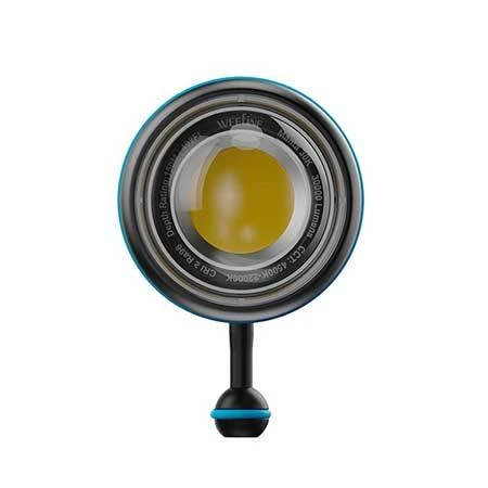 Wide-angle underwater scene illuminated by the Weefine Manta 30000 video light