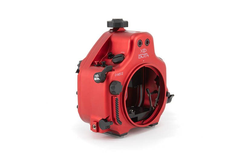 Isotta OM System OM-5 II underwater housing accessory ports and removable B102 bayonet port mount