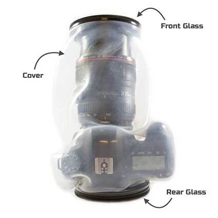 Flexible, fully sealed cover protecting camera from water and debris