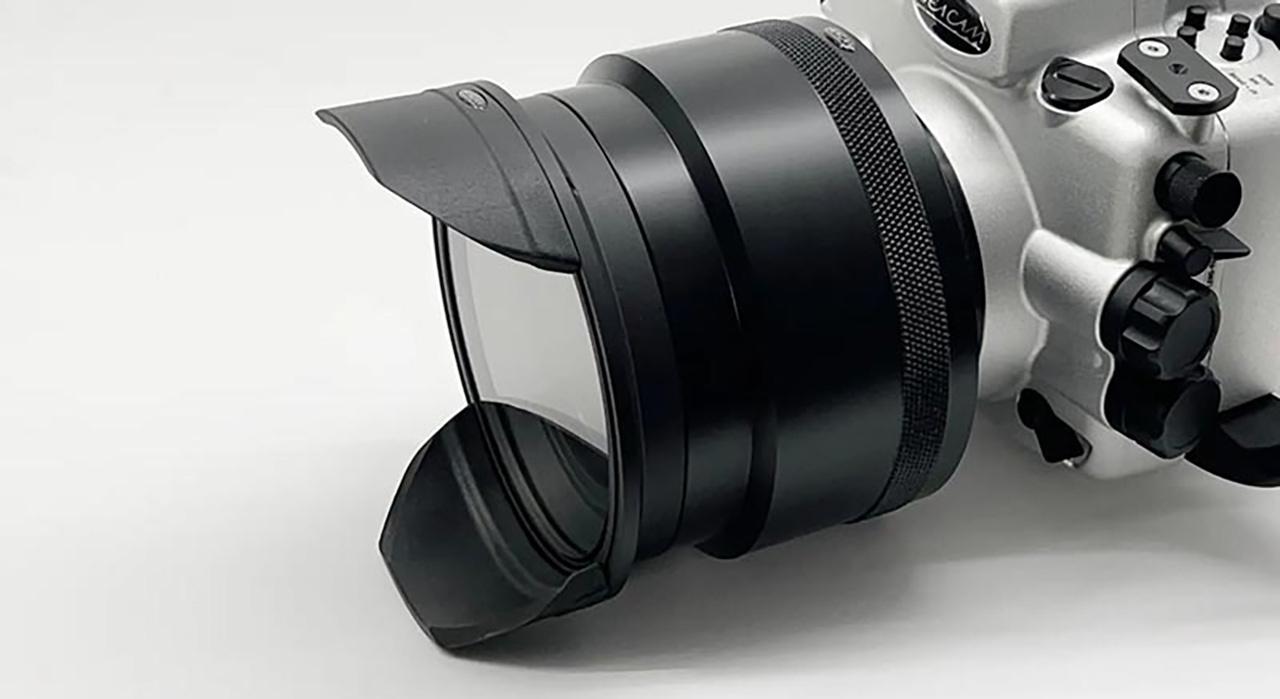 SEACAM Optical Precision Port mounted on underwater housing