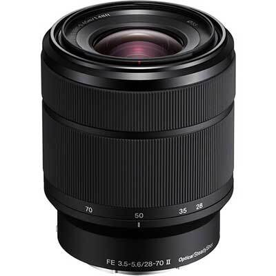 Sony FE 28-70mm OSS II lens mounted on Sony mirrorless camera