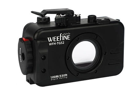 Rear controls of the Weefine WFH-TGS2 TG-7 underwater housing