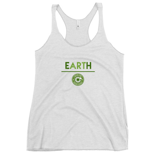 Main Line Nature Guides - Women's Racerback Tank - EARTH front and GET OUTSIDE back with Dark Color Logo