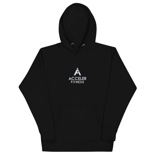 ACCELER FITNESS Unisex Hoodie dark colors with light gray logo
