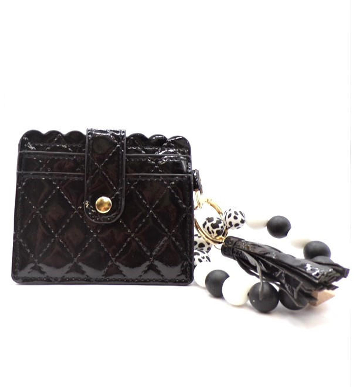 Quilted Keychain Wallet Black - Ullman's Health and Beauty
