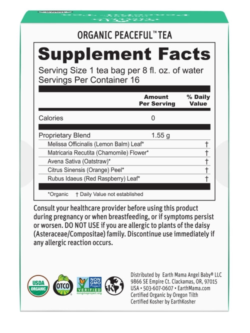 Teaarth Tea Earth Mama - Organic Peaceful Tea – Calming Herbal Tea with Chamomile ...
