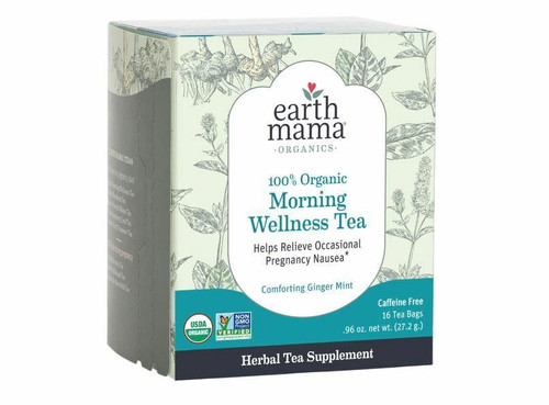 Earth Mama - Organic Morning Wellness Tea – Ginger, Mint & Citrus Herbal Blend for Pregnancy Comfort - 16ct
