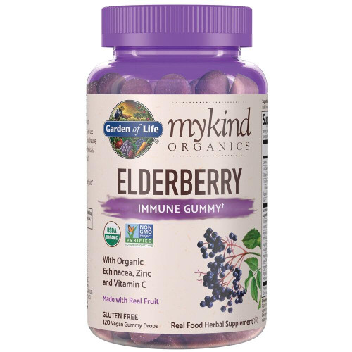 Garden of Life - mykind Organics Elderberry Immune Gummies – Organic Elderberry, Echinacea, Zinc & Vitamin C - 120ct