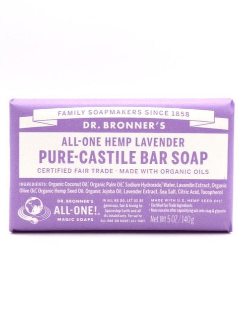 Dr. Bronner’s – Lavender Pure‑Castile Bar Soap – Calming Organic Body & Hand Cleanser – 5oz