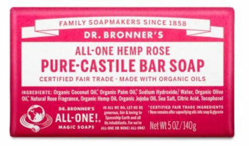 Dr. Bronner’s – Rose Pure‑Castile Bar Soap – Floral Fresh Lather – 5oz