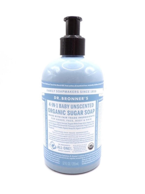 Dr. Bronner's 4 in1 Baby Unscented Sugar Soap 12oz. 