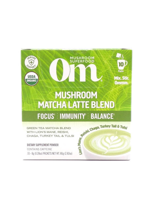 Om Mushrooms – Mushroom Matcha Latte Blend – Organic Matcha + Superfood Mushrooms – 10 Sticks