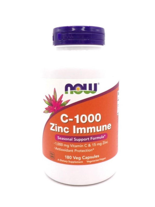 NOW Foods – C‑1000 Zinc Immune – 1000mg Vitamin C + 15mg Zinc – Immune Support – 180 Veg Capsules