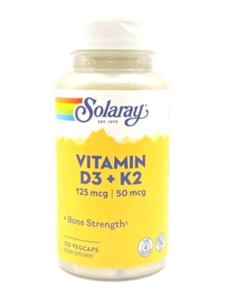 Solaray – Vitamin D3 + K2 – Bone Strength & Calcium Support – 120ct