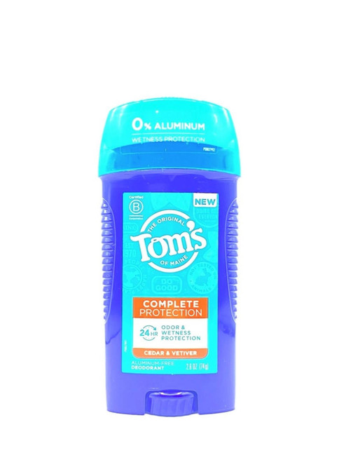 Toms of Maine Complete Protection Cedar Vetiver Deodorant 2.6oz, Aluminum-Free 
