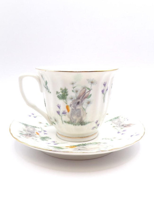 All Cute Little Things Bunny Gold Trim Teacup 