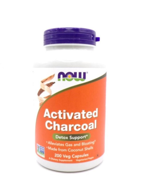 NOW Foods – Activated Charcoal – Digestive Detox & Gas Relief Support – 200 Veg Capsules
