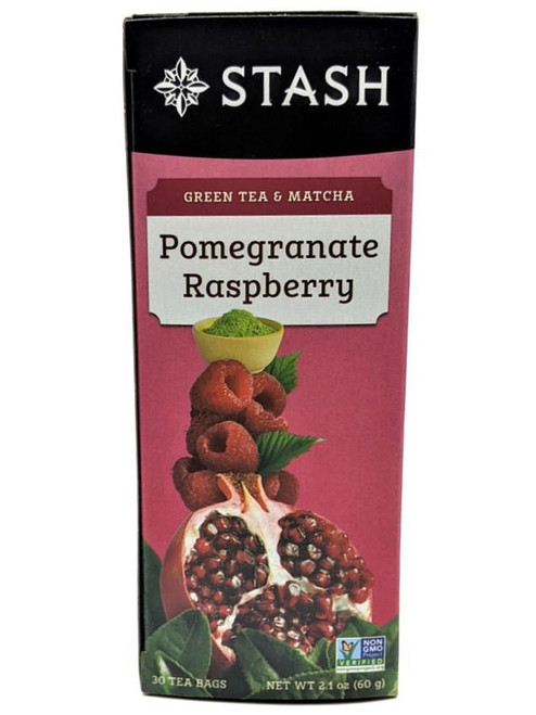 Stash Tea – Pomegranate Raspberry Green Tea & Matcha – Fruity Green Tea Blend – 30 Bags