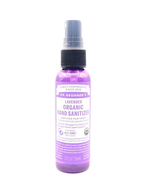 Dr. Bronner’s – Lavender Organic Hand Sanitizer Spray – 99.9% Effective Clean Formula – 2oz