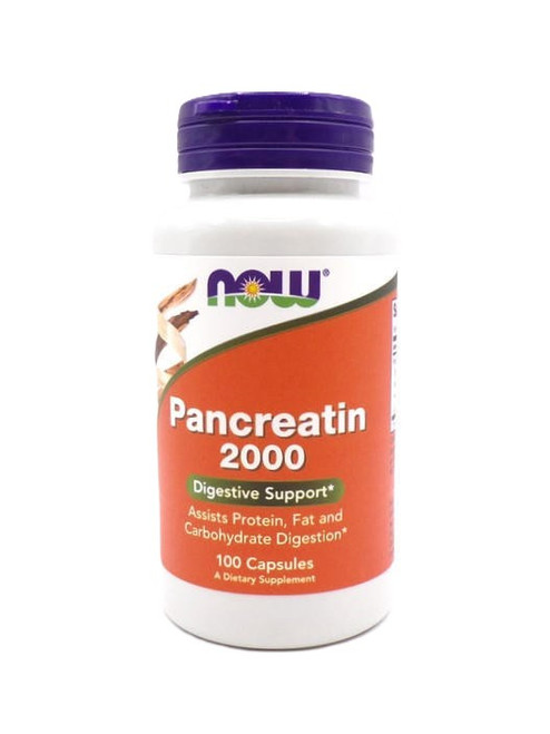 NOW Foods – Pancreatin 2000 – Digestive Support for Protein, Fat & Carb Breakdown – 100 Capsules