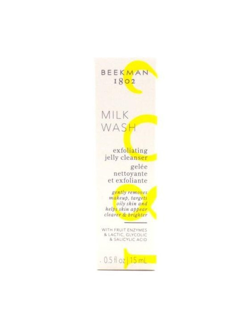 Beekman 1802 - Milk Wash Jelly Cleanser – AHA/BHA Makeup‑Removing Jelly‑to‑Milk Cleanser - Travel Size - 0.5oz