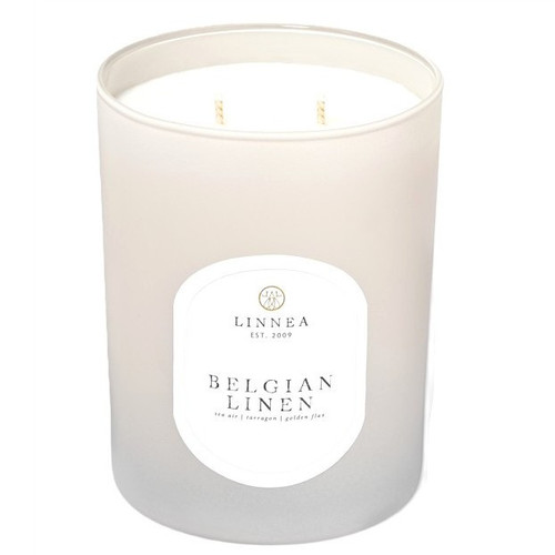Linnea Belgian Linen - 2-Wick Soy Candle - Sea Air/Tarragon/Golden Flax - 11oz 