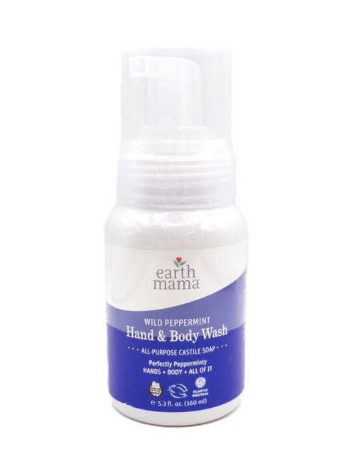 Earth Mama Wild Peppermint Hand & Body Wash - Non-Scents Baby Wash - All Purpose Castile Soap - 5.3oz 
