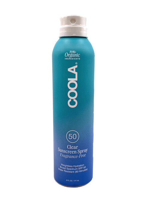 COOLA – Clear Sunscreen Spray – Fragrance Free – SPF 50 – Sheer, Weightless Broad‑Spectrum Protection – 6oz