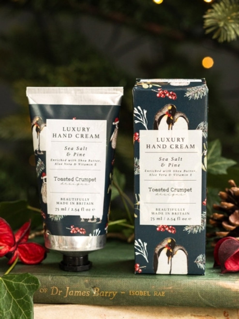 Toasted Crumpet - Sea Salt & Pine Luxury Hand Cream – Like a Crisp Winter Walks by the Coast - Shea Butter, Aloe Vera & Vitamin E - 75ml - 2.54oz