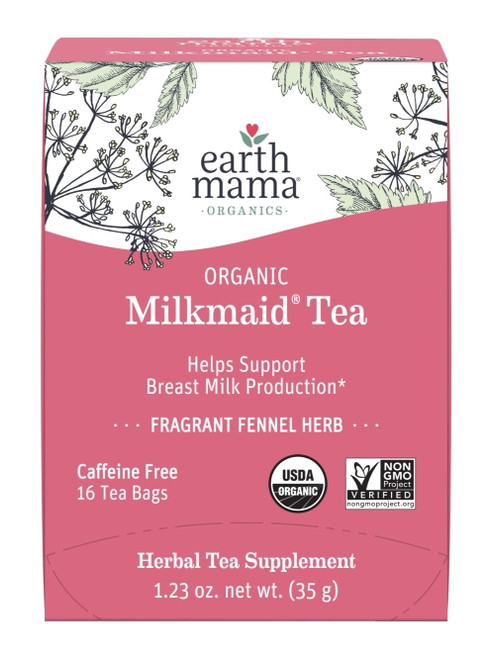 Earth Mama - Organic Milkmaid Tea – Breastfeeding & Lactation Support Herbal Tea Blend - 16 Bags